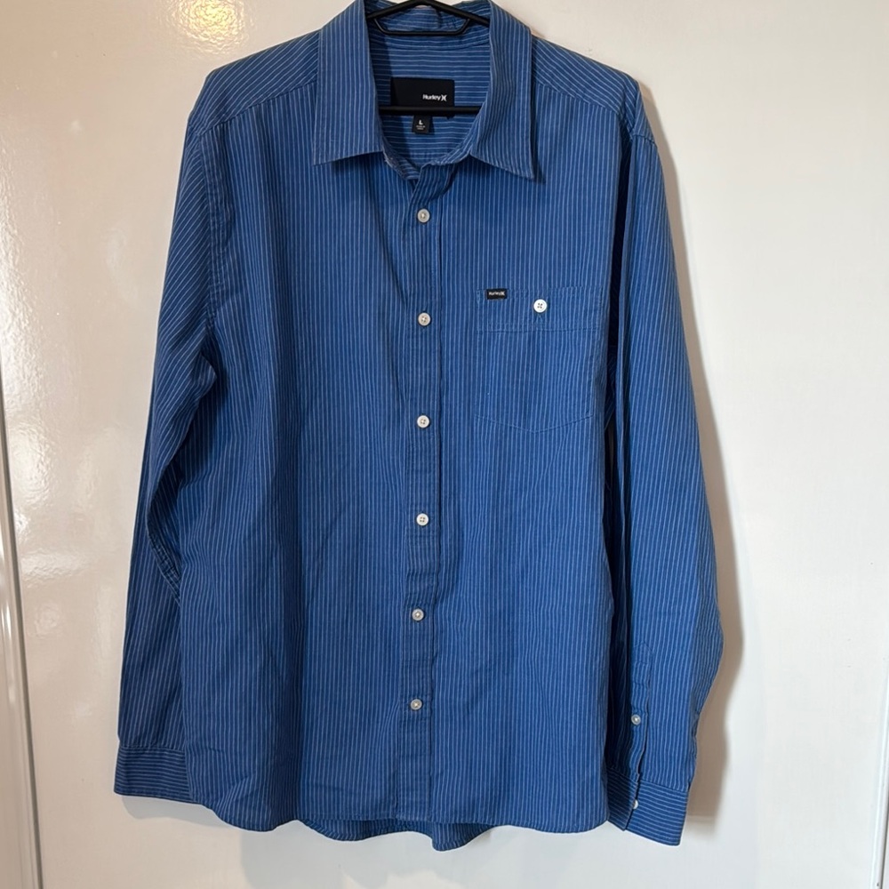 Hurley Blue Casual Button Down Shirt Relaxed Fit